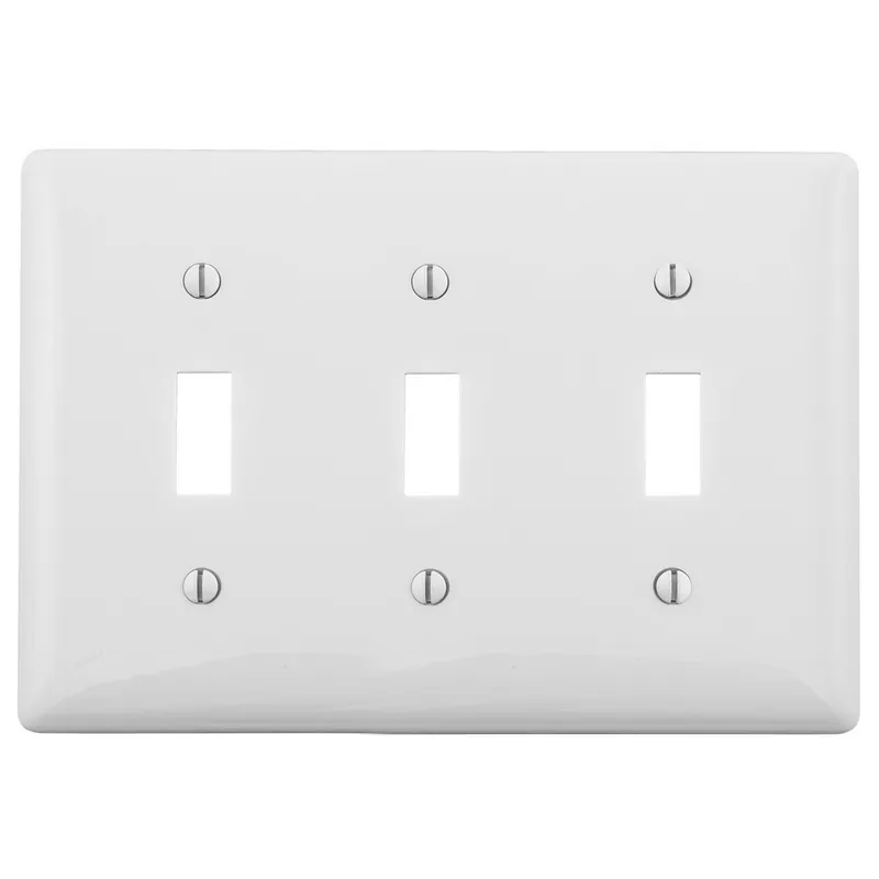 Hubbell NP3W 3-Gang White Nylon Standard 3-Toggle Switch Wallplate