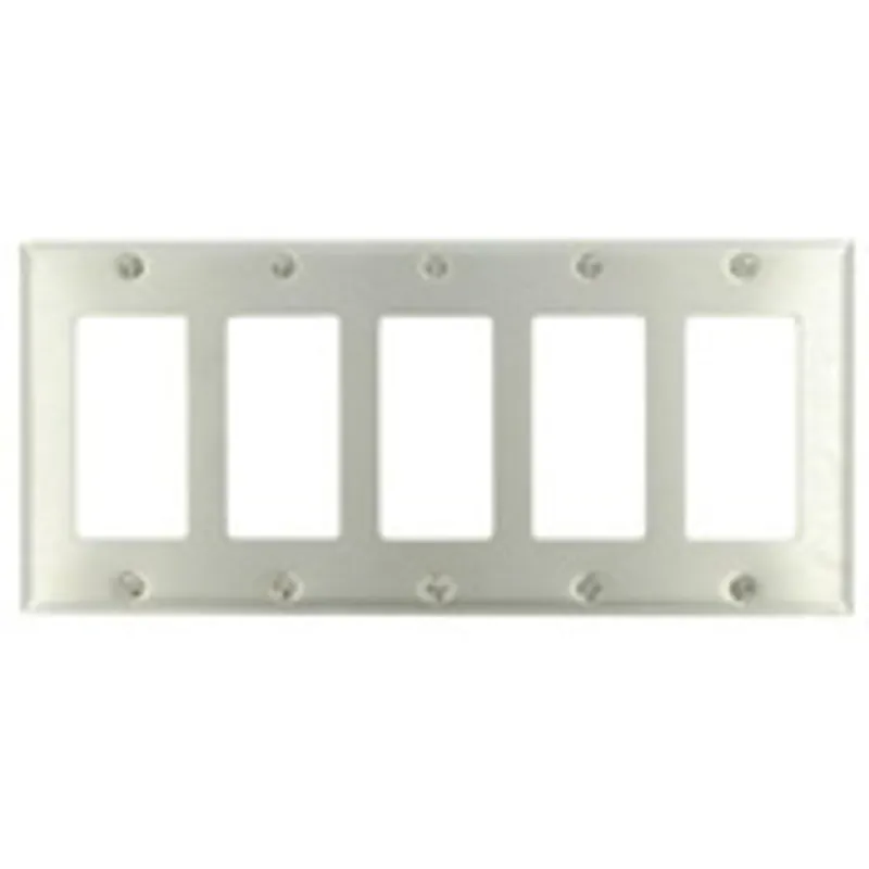 Leviton 84423-40 Decora Faceplate Unloaded Five Gang Stainless Steel