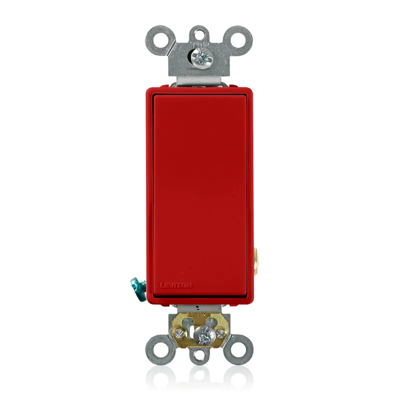 Leviton 5621-2R 20 Amp 120/277 Volt Decora Plus Rocker Switch Red