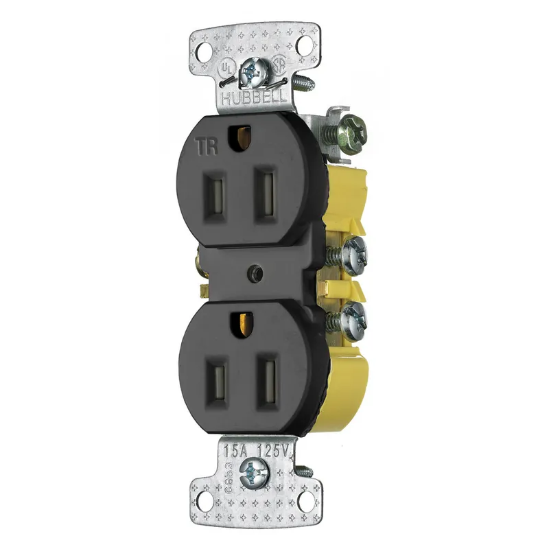 Hubbell Wiring Device-Kellems RR15SBKTR 125 Volt 15 Amp Black Tamper Resistant Duplex Receptacle