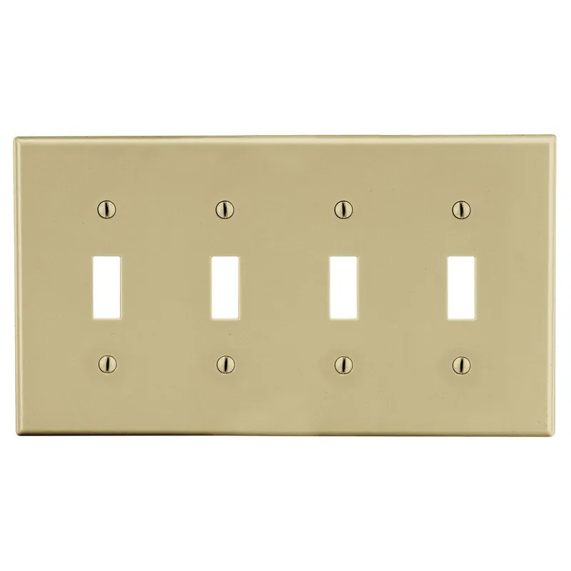 Hubbell Wiring Device-Kellems P4I Wall Plate 4 Gang Toggle Switch Standard