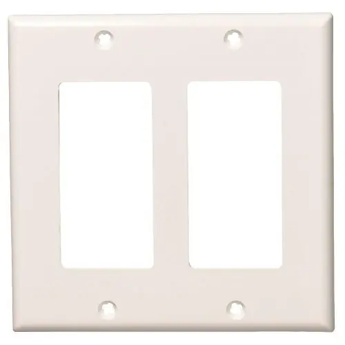Leviton 80409-NW Decora 2-Gang GFCI Device Wallplate, White