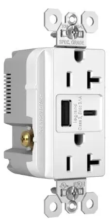 Pass & Seymour TR20USBACW Duplex Receptacle and USB Charger