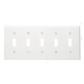 Leviton 84023-40 5-Gang Toggle Device Mount Switch Standard Size 302 Stainless Steel Wallplate