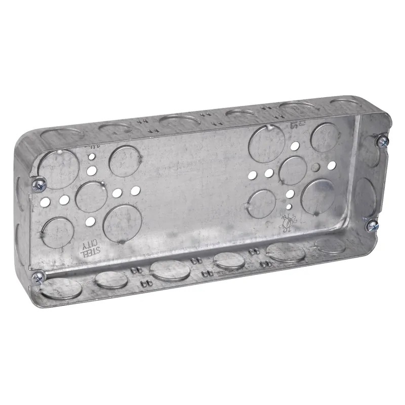 Steel City 4G-1/2-3/4 4-Gang 70cu.in Steel Box with 1/2 and 3/4 Inch Knockouts