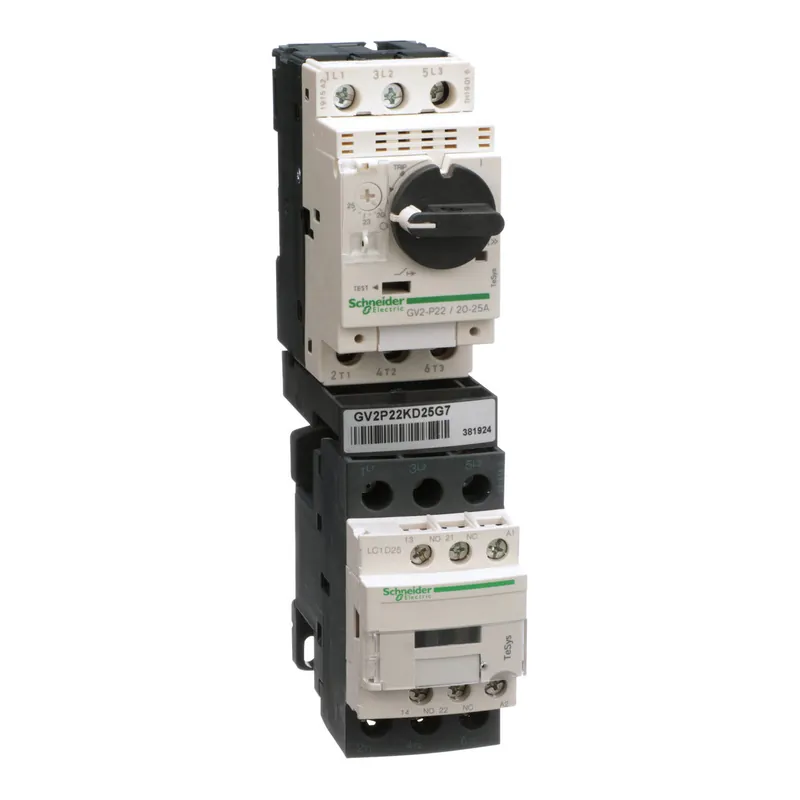 Square D GV2P22KD25G7 Motor Starter Kit TeSys LC1D25G7 Contactor 120 VAC 50/60 Hz Coil 20 to 25A Trip