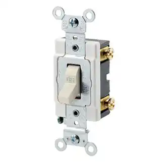 Leviton 1221-ST 20 Amp 120/277 Volt Industrial Grade Grounding Light Almond Toggle 1-Pole AC Quiet Switch