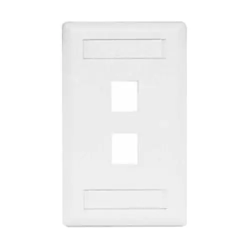 Hubbell IFP12W 2-Port Rear Loading Multimedia Faceplate, Single Gang, White