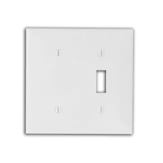 Leviton 80706-W 2-Gang 1-Toggle 1-Blank Device Standard Size Nylon Box Mount White Combination Wallplate