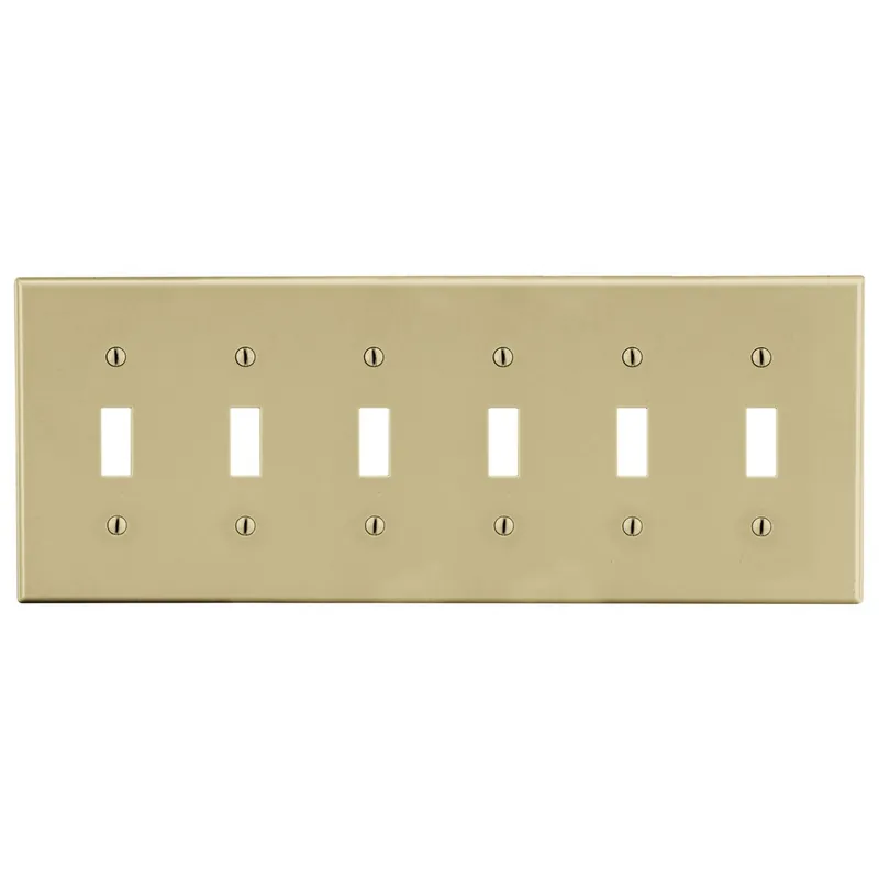 Hubbell Wiring Device-Kellems P6I Wallplate 6-Gang 6 Toggle Ivory