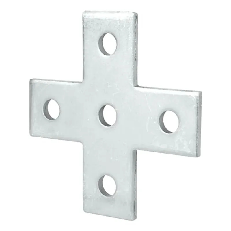 SUPERSTRUT AB253-EG Plate, Five Hole Cross, Length 5-3/8 Inches, Width 5-3/8 Inches, Hole Diameter 9/16 Inches, Electro-Galvanized Steel