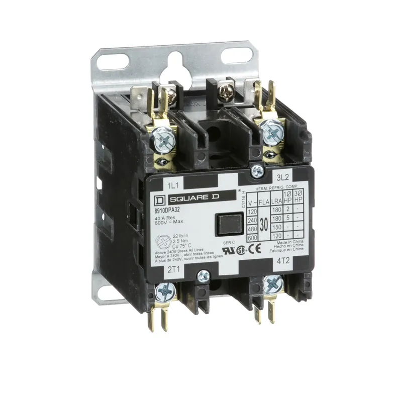 Square D 8910DPA32V06 440/480 VAC 30 Amp 2-Pole 2NO NEMA 1 Non-Reversing Definite Purpose Contactor