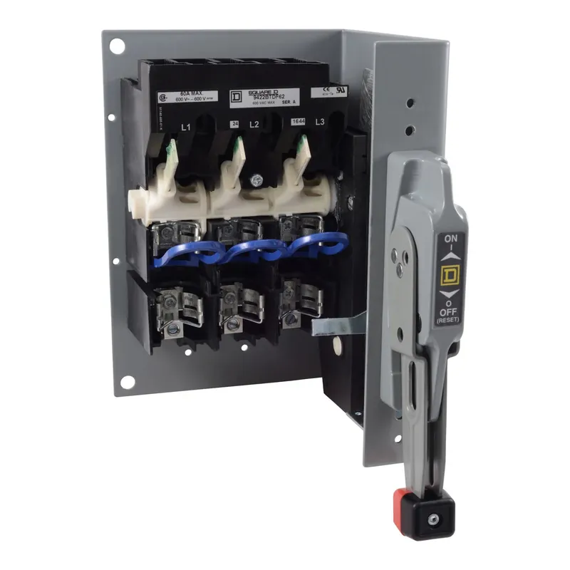Square D 9422BTDN60 operating mechanism, flange mounted, fixed depth assembly, 60A, 600 V, fuseholder, switch mechanism, 6 inch handle