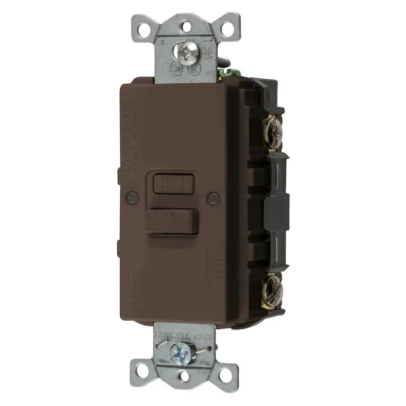 Hubbell Wiring Device-Kellems GFBFST20 COM Self Test Faceless GFR Brown 20A 125V