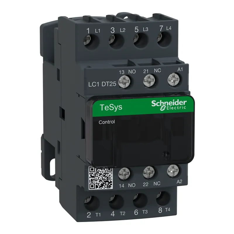 Schneider Electric LC1DT25U7 Square D 600 VAC 25 Amp 4-Pole 1NO 1NC Screw Terminal Full Voltage Non-Reversing IEC Contactor