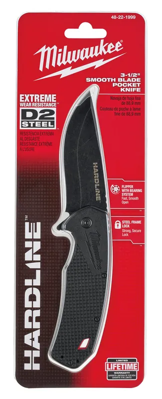 Milwaukee 48-22-1999 HARDLINE Smooth Recurve Drop Point Blade Pocket Knife