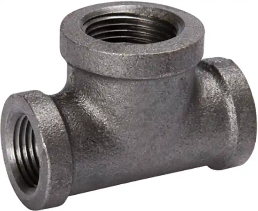 Mueller 520-743 Malleable Iron Tee, 3/4 x 1/2 150# Thread Black