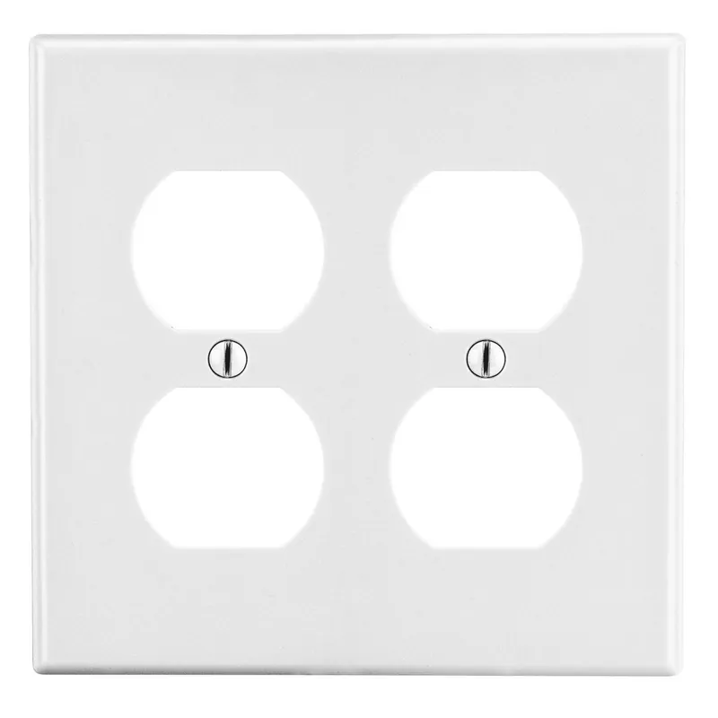 Hubbell Wiring Device-Kellems P82W 2-Gang White Nylon Standard 2-Duplex Receptacle Screw Mount Wallplate