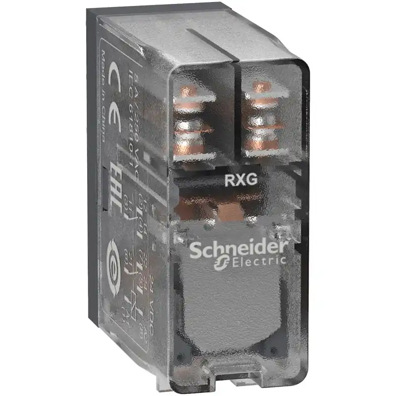 Schneider Electric RXG25BD interface plug in relay, Harmony Electromechanical Relays, 5A, 2CO, 24V DC