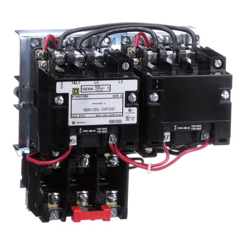 Square D 8736SCO8V02S 110/120 VAC 27 Amp 10 Hp 3-Phase 3-Pole Open Type Full Voltage Reversing Magnetic Starter