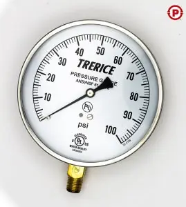 Trerice 620B4502LA100 620B Commercial Contractor Pressure Gauge 0 to 100 psi 1/4 in MNPT