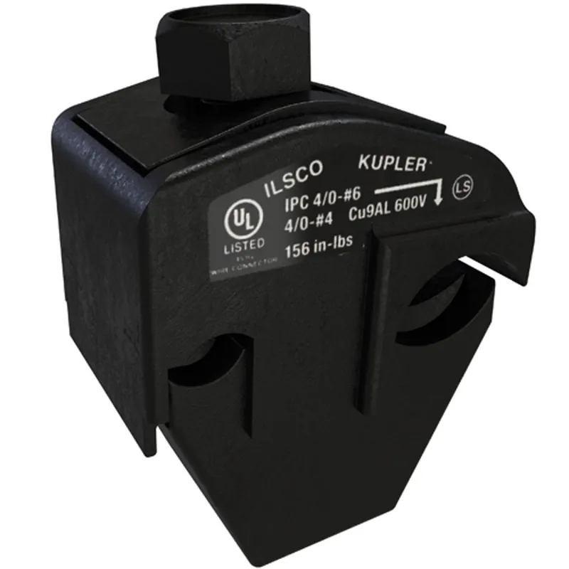 ILSCO IPC-4/0-6 KUP-L-Tap Insulation Piercing Copper Connector, Dual Rated, Main Conductor Range 4/0-4, Tap Range 6-14