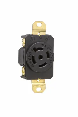 Pass & Seymour L2220R Turnlok Single Receptacle, 20A 277/480V