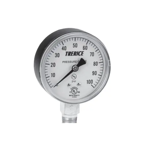 Trerice 800B2502BA100 800B Dry Utility Pressure Gauge 0 to 100 psi Pressure 1/4 in MNPT Connection