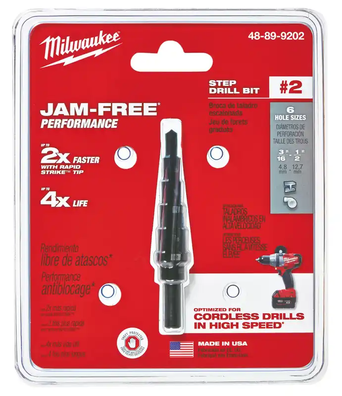 Milwaukee 48-89-9202 Step Drill Bit, 3/16 In. - 1/2 In.
