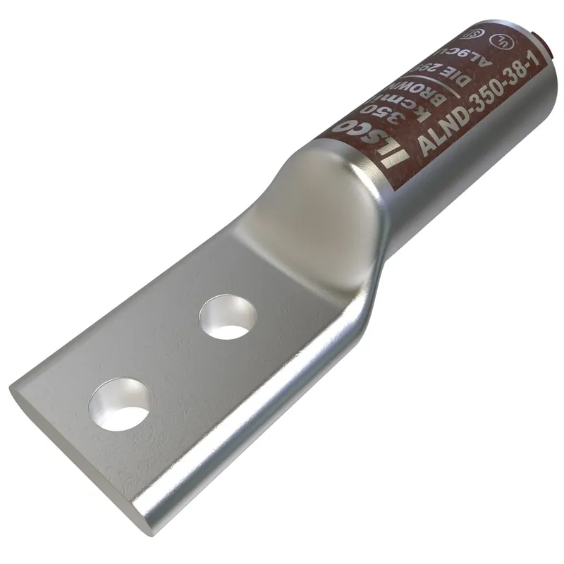ILSCO ALND-350-12-134 Surecrimp Aluminum Compression Lug, Conductor Size 350, 2 Holes, 1/2in Bolt Size, 1-3/4in Hole Spacing, Long Barrel, No Sight Window