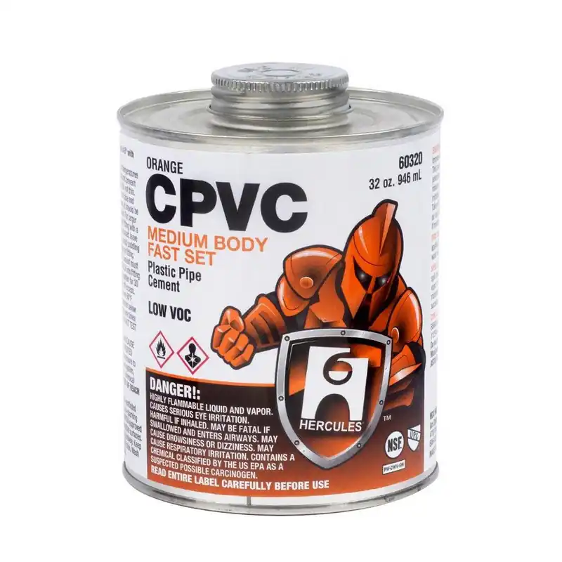 Hercules 60320 Fast Set Low VOC Medium Body CPVC Solvent Cement 32 oz Container