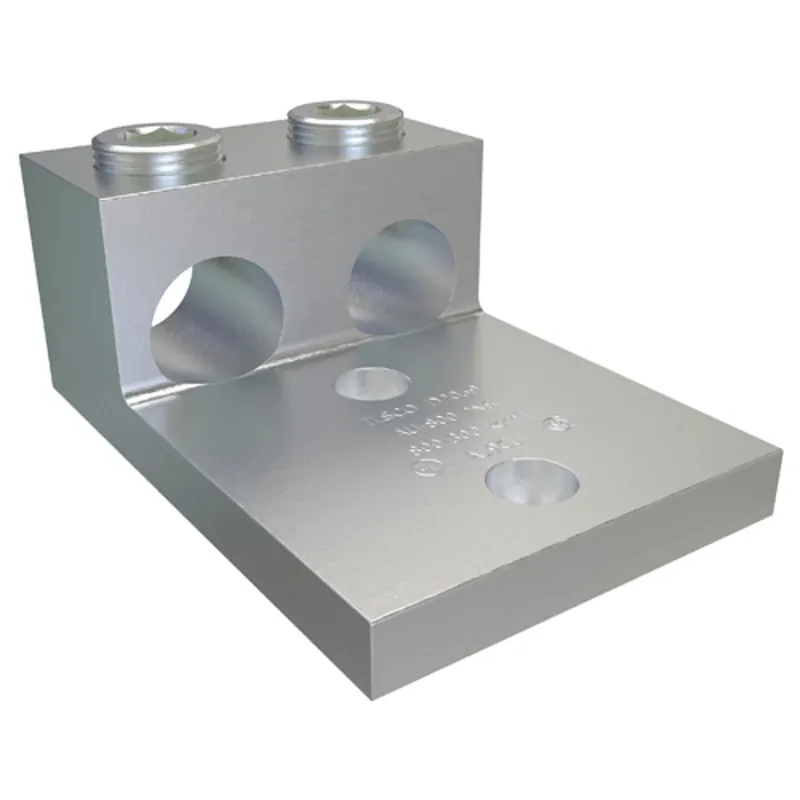 ILSCO AU-800-2NS Aluminum Mechanical Lug, Conductor Range 800-300, 2 Ports, 2 Holes, 1/2in Bolt Size, 1-3/4in Hole Spacing