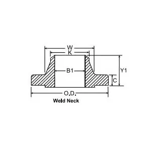 Weldbend 120-060-000 Raised Face Weld Neck Flange, 6 in, Forged Carbon Steel, 150 lb, SCH 40/STD Bore, Domestic