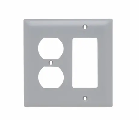 Pass & Seymour TP826GRY 2Gang Wall Plate, Decorator / Duplex Receptacle, Nylon, Standard - Gray