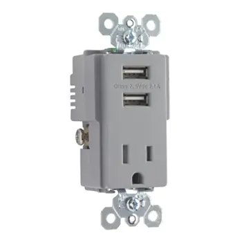 Pass & Seymour TR5261USBGRY 15A TR Spec Grade USB Charger Receptacle