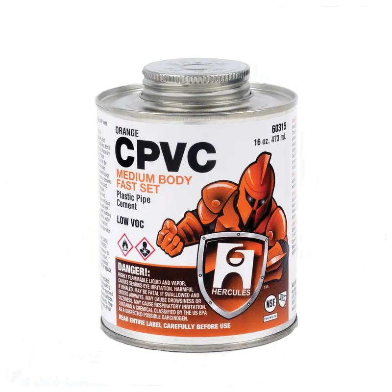 Hercules 60315 Fast Set Low VOC Medium Body CPVC Solvent Cement 16 oz Container