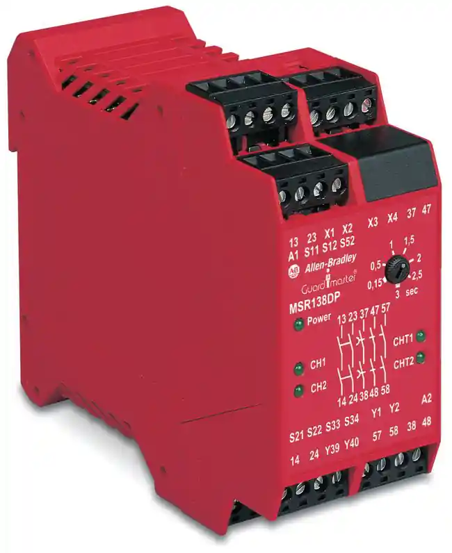 Allen-Bradley 440R-M23088 24 VAC/VDC 2NO 35 mm Din Rail Auto/Manual/Monitored Single Function Safety Relay with Delayed Output