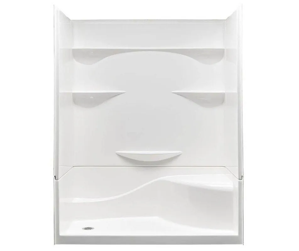 Aquatic 160304PSL-WH Shower with Right Hand Seat, Left Hand Drain, 60 x 30 x 76 Inches, White