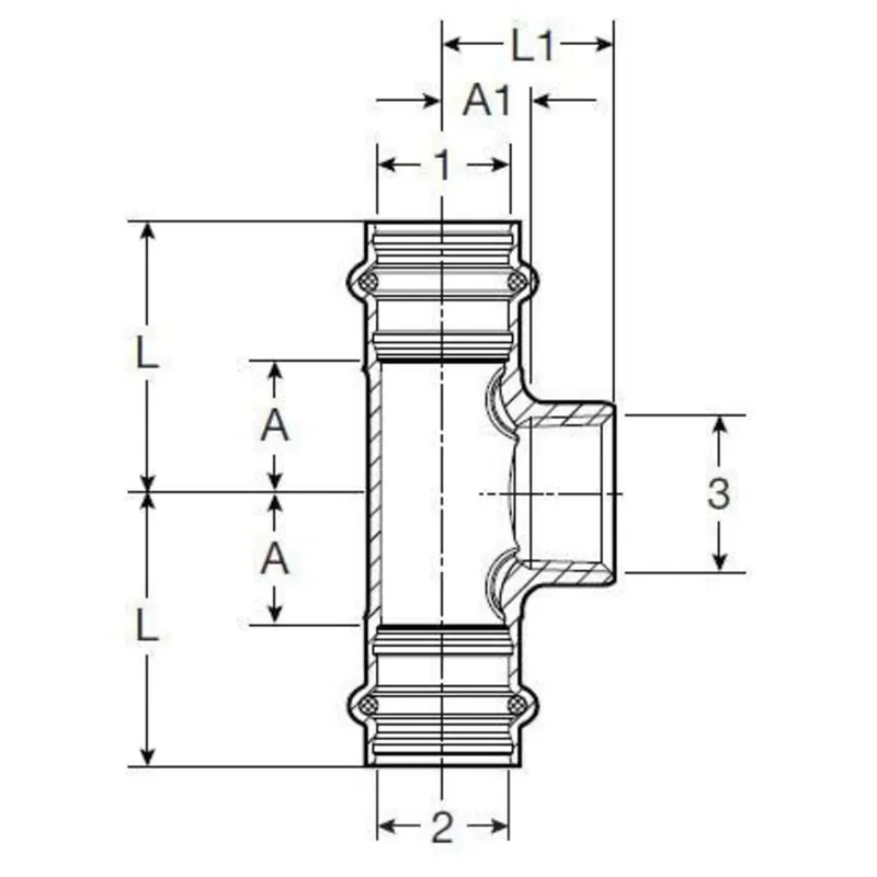 Viega 79775 1-1/4 x 1-1/4 x 3/4 Tee (Adapter), ProPress