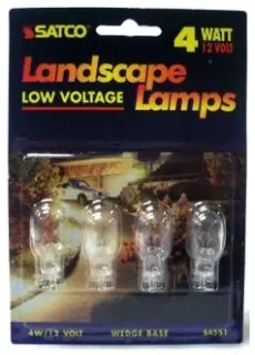 SATCO S4551 Miniature Lamp 4 Watt 12 Volt W2.1x9.5d Miniature Wedge Incandescent Lamp