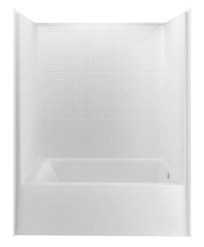 Aquatic 6032-STT 5 White LH Subway Tile Tub/Sh