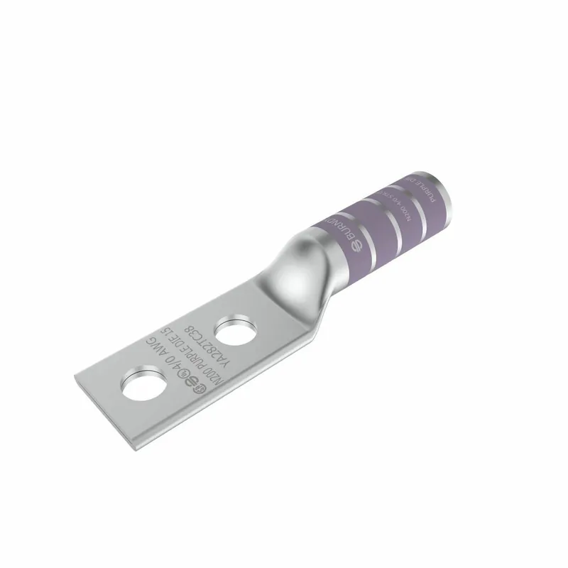 BURNDY YA282N 4/0 AWG CU, Two Hole, 1/2 Stud Size, 1-3/4 Hole Spacing, Long Barrel Internal Chamfer, Tin Plated