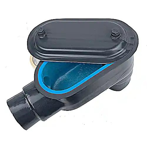 ABB LB37-G PVC-Coated Ocal-Blue® LB-Style Conduit Body 1 in Hub Form 7