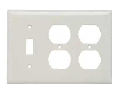 Legrand SP182LA Pass & Seymour SP182-LA Combination Standard Sized Receptacle Wallplate 3 Gang Light Almond