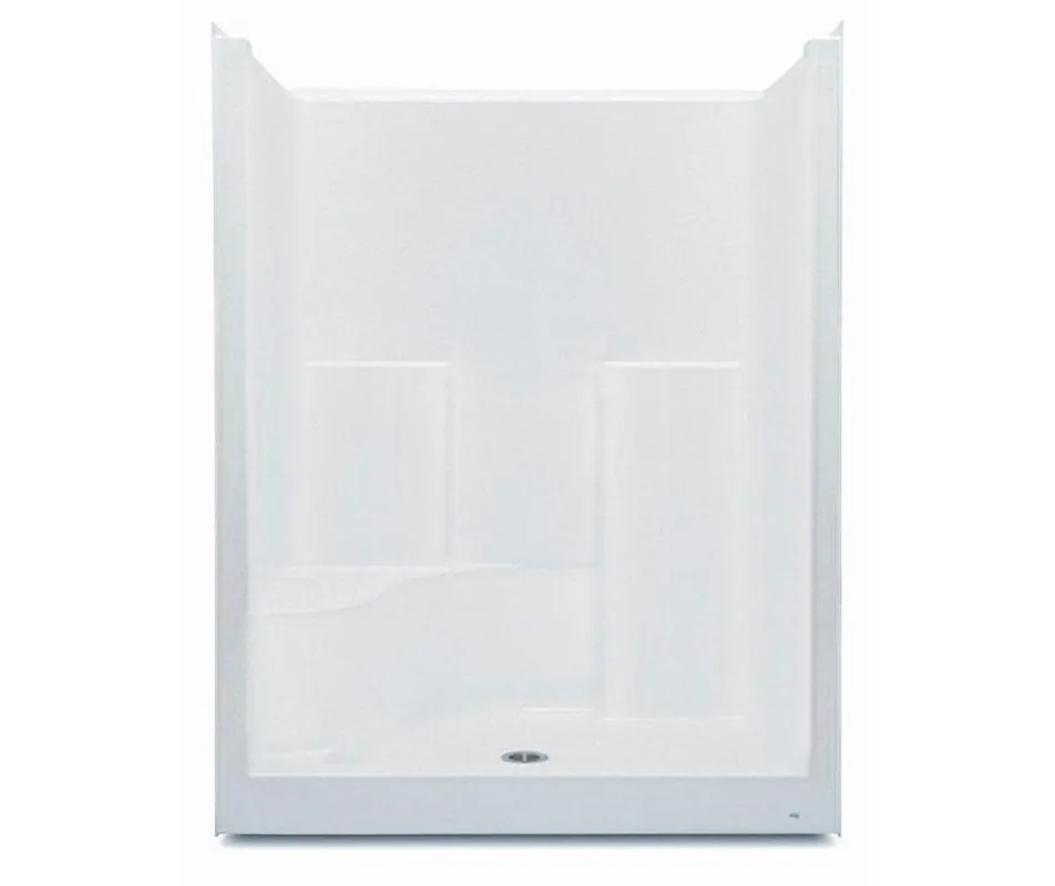 Aquatic 1603STSR-WH Shower with Right Hand Seat, Center Drain, 60 x 36 x 76 Inches