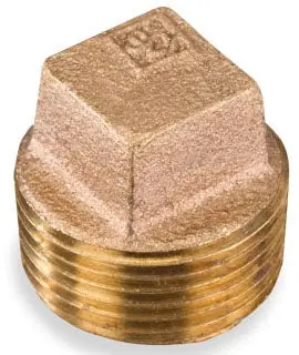 Smith-Cooper International 36SC1014L 1-1/2 MPT Class 125 Lead-Free Cast UNS C89833 Brass Alloy Square Head Cored Plug