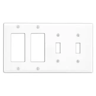 Leviton P2262-W 8.19 x 0.22 x 4.5 Inch 4-Gang Painted White Metal Device Mount Standard Combination Wallplate