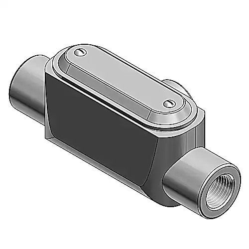 ABB T27-G Ocal T27-G 3/4 PVC-Coated Ocal-Blue T-Style Conduit Body, Form-7 - Gray