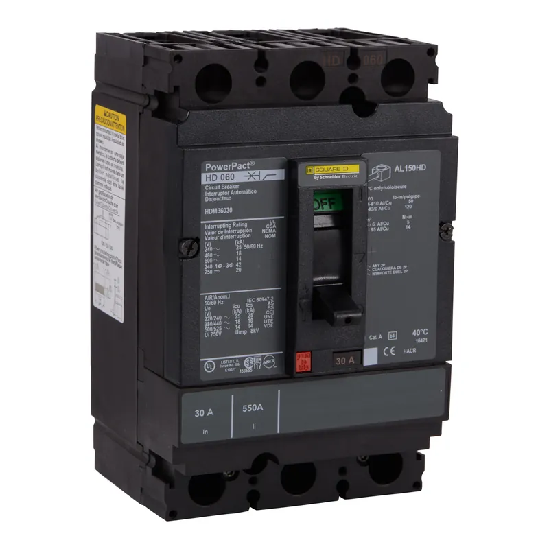 Square D HDM36150 Circuit Breaker, Power, 150A, 3 Pole, 14kA