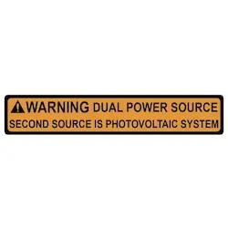 HellermannTyton 596-00495 Solar Label, 2017 Code, WARNING DUAL POWER SOURCE SYSTEM, 4.125 x .75, REPLACEMENT MPN